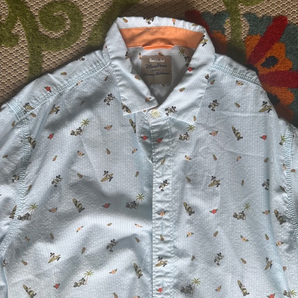 Disney Parks Tommy Bahama Mickey Mouse Button Down Shirt Light Blue Mens - Picture 6 of 7
